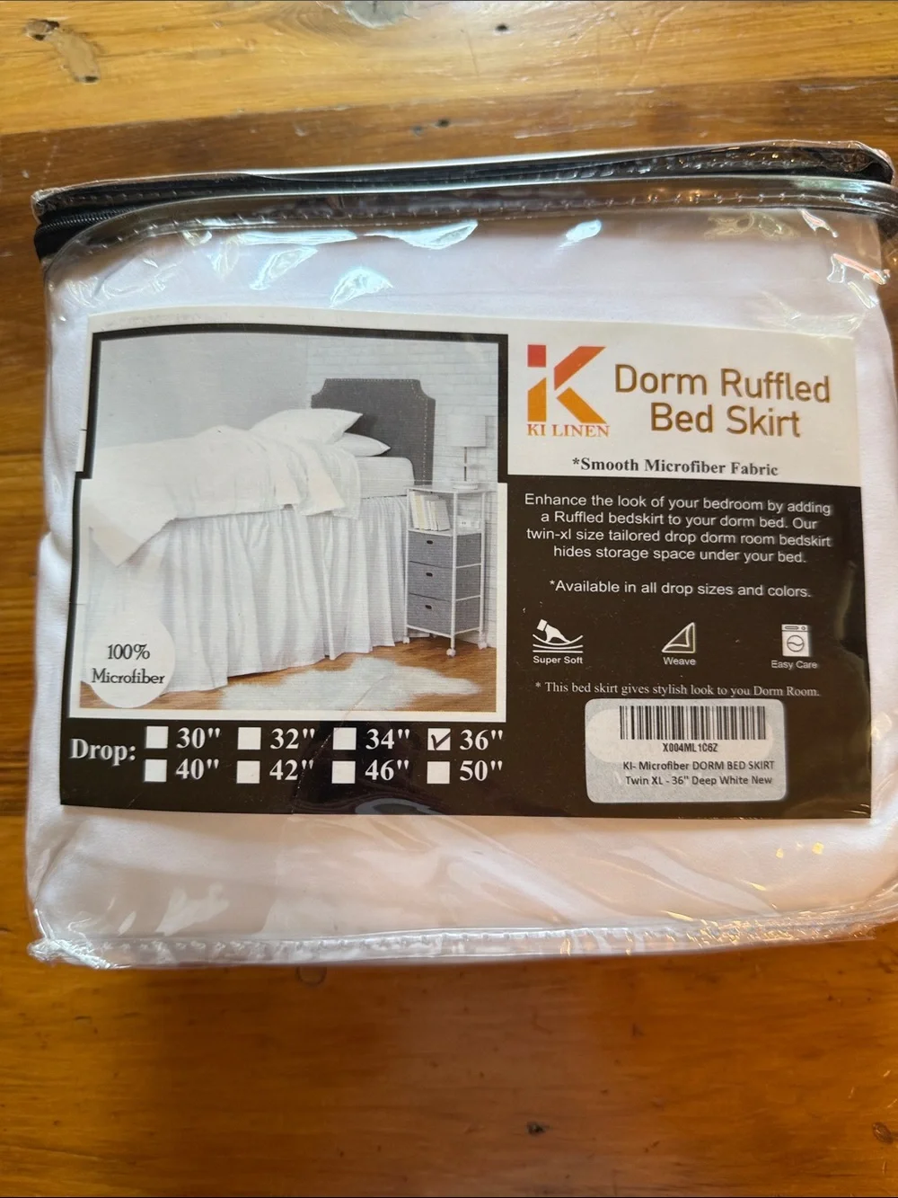 Dorm Ruffled Bed Skirt - White Twin XL 36” Drop NEW